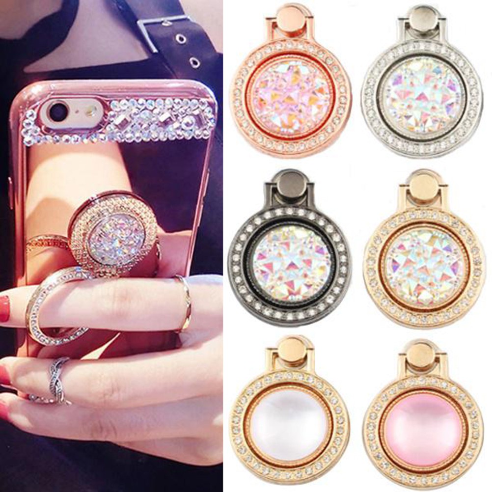 Universal Adjustable 360 Degree Rotation Phone Metal Ring Holder Diamonds Rhinestones Buckle Ring Bracket