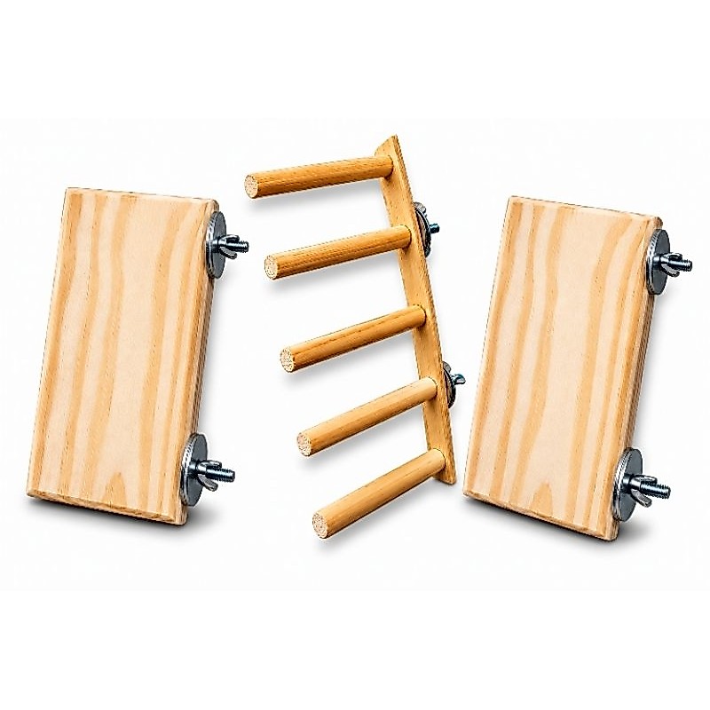 Kit3 Playground Plataforma Descanso e Escada para Calopsita Periquito Argaponis e outros Aves Porte Pequeno e médio
