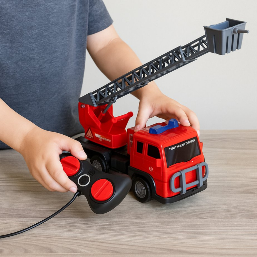 Brinquedo Caminhão de Bombeiro com Controle Remoto Infantil com Escada Móvel para os pequenos heróis