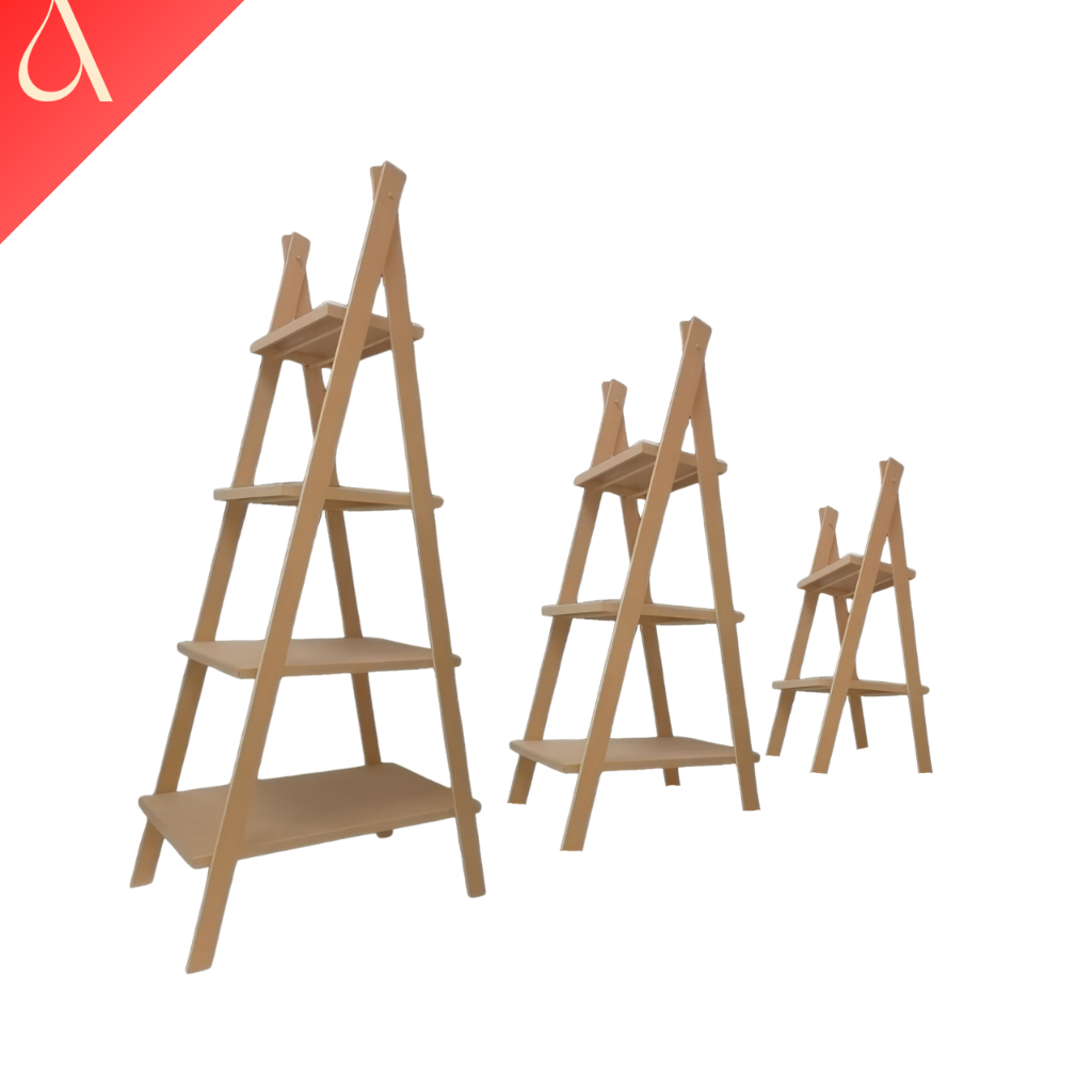Kit de 3 Escadas Decorativas Pequena Média e Grande para Apoio de Diversos Artigos de Festa
