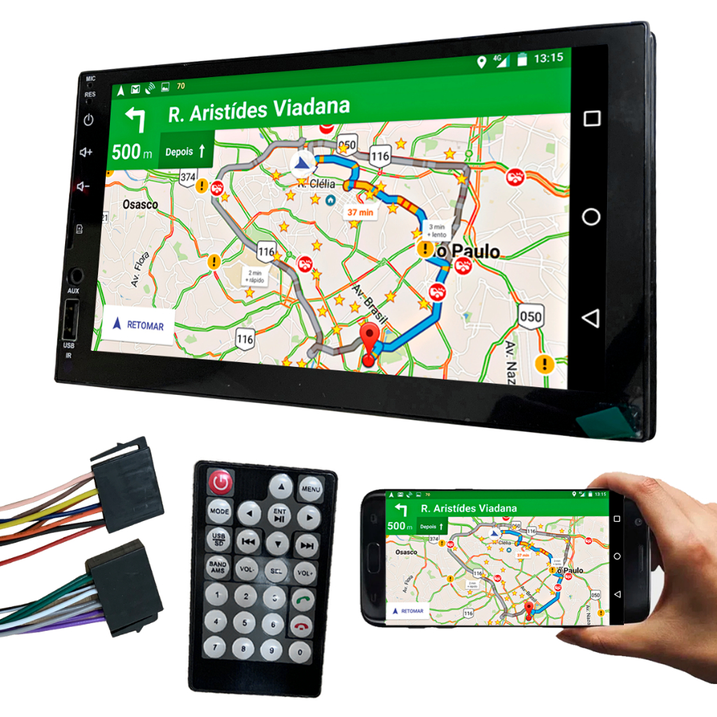 Central Multimídia Tipo Pioneer Bluetooth Espelhamento Tela Mp5 Touch Screen USB AUX SD 7 Pol Ultron