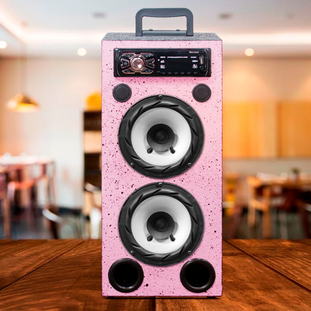Caixa Residencial Trio Bob 2 Falante 6 Pol e Tweeter Pintada Colorida Bluetooth Mp3 fm Aux