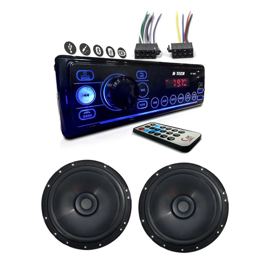 Mp3 Automotivo Bt Usb Aux Controle Par Falante 6 Pol 110 Rms