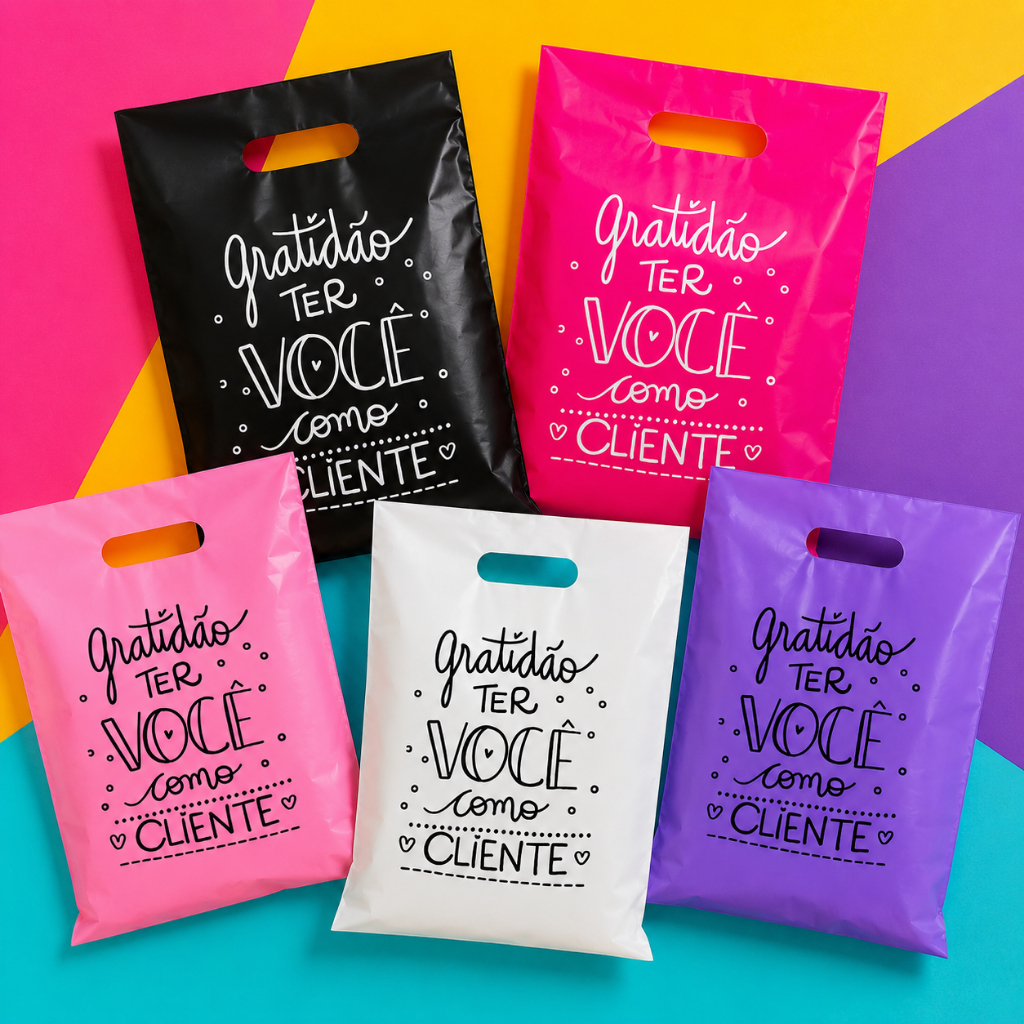 50 Sacolas 16x20 Boca de Palhaço Frase Obrigado por Ter Você como Cliente Sacolas presente para Lojas