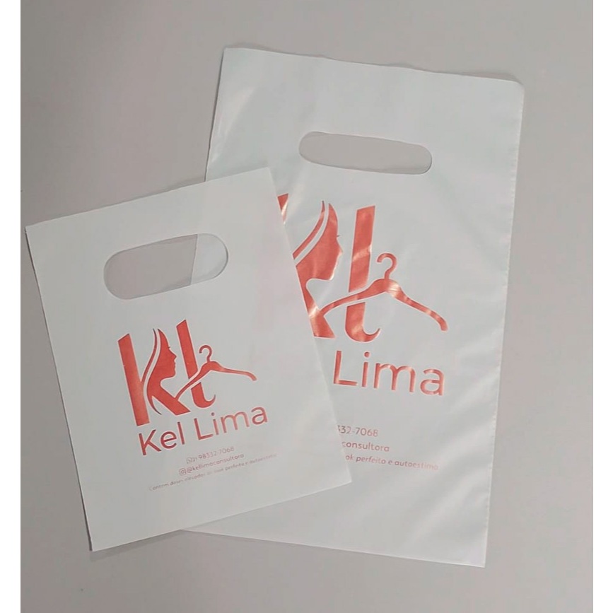 50un 16x20 + 50un  20x30| Sacola Plástica Personalizada | Bolsa Plástica Loja | Shopping | Criamos Sua Arte Grátis