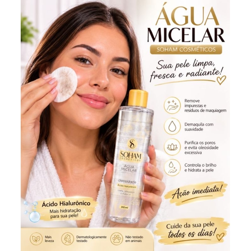 Kit Duplo Água Micelar Soham Antioleosidade & Ácido Hialurônico