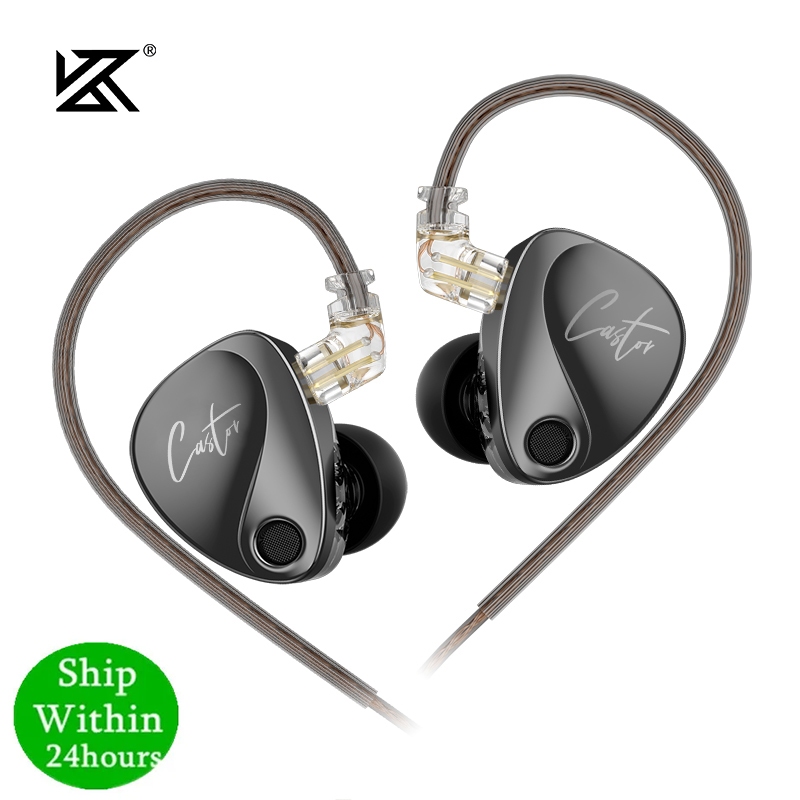 KZ Castor Wired Earphones HIFI Stereo Bass Music Tuning Headphones Monitor Stage Live Sport Earbuds Gaming Headset