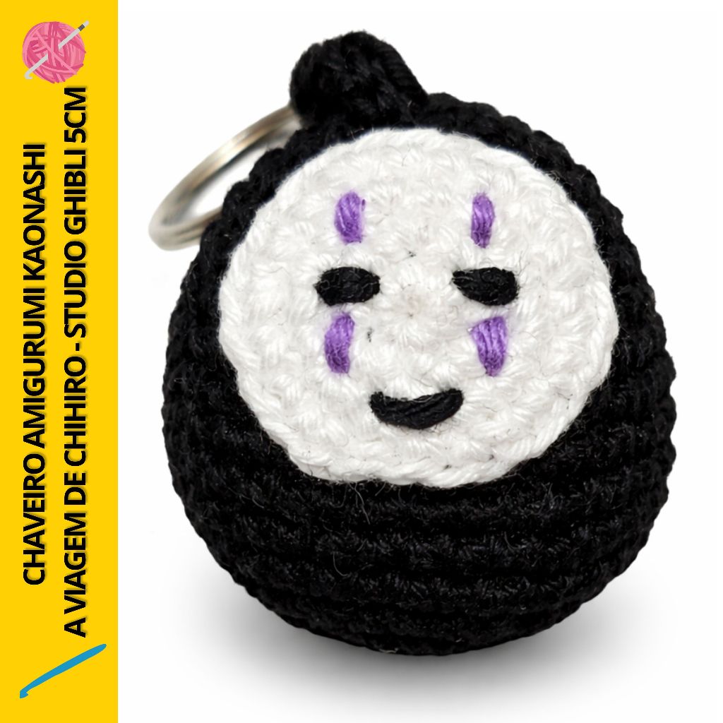 Chaveiro Amigurumi Kaonashi Crochê Artesanato - A Viagem de Chihiro - Studio Ghibli 5cm