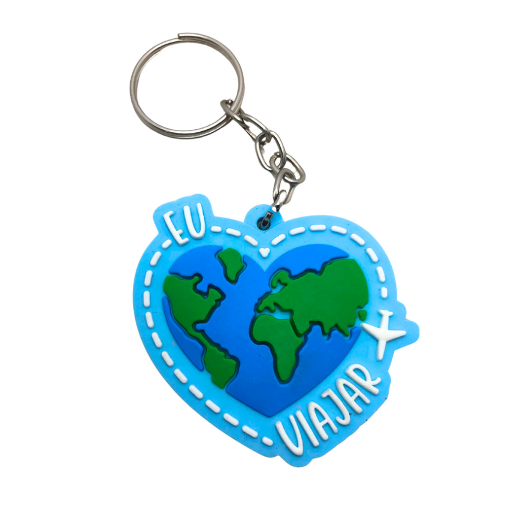 Chaveiros Eu Amo Viajar Azul Lembrancinha De Viagem
