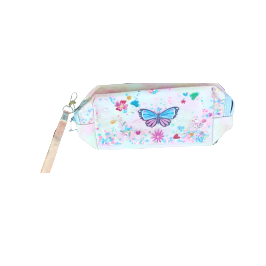 Nécessaire Organizador Cosmético Maquiagem Feminino Para Viagem Alto Qualidade Com Glitter Borboleta