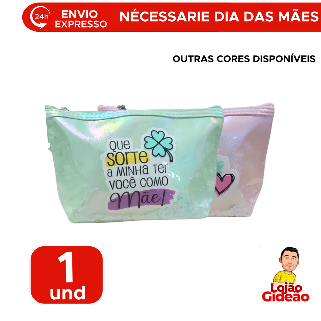 Nécessaire Neon Impermeável Para Presente De Dia das Mães Decorada Para Maquiagem Bijuterias Viagem