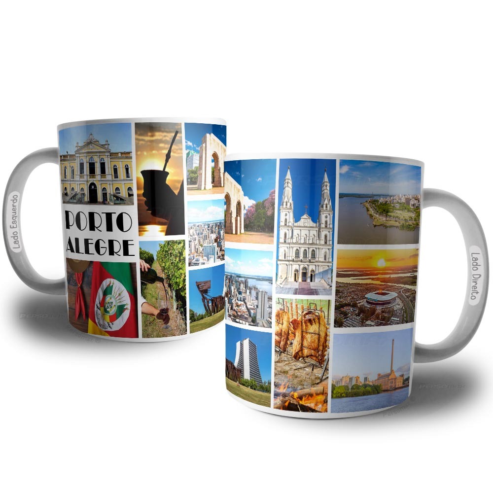 Caneca Cidade de Porto Alegre Xicara de Café Presente Lembrança Souvenir de Viagem Rio Grande do Sul