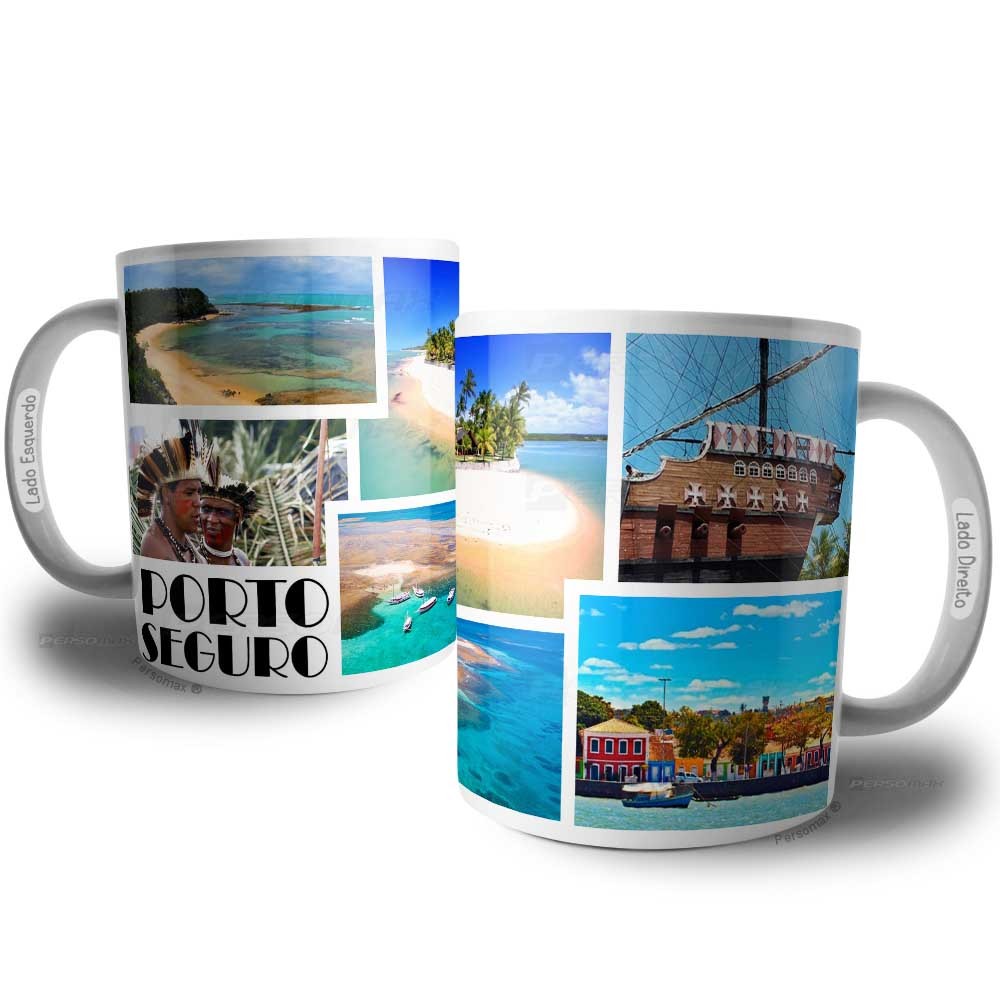 Caneca Cidade de Porto Seguro Lembrança de Viagem Souvenir Xicara Viajante Presente da Bahia