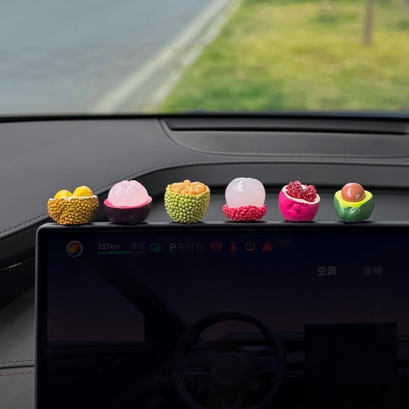 Acessórios Para Carro Mini Zen Fruit Car Ornament-Design De Resina Artesanal Calmante Estilo Fofo Ventilação De Painel-P