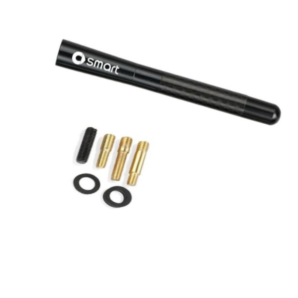 1un Mini Haste Antena Smart Car 12cm Metal Design Fibra  Carbono