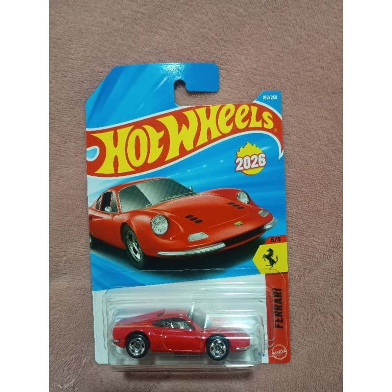 Hot Wheels Mini Car - Ferrari Dino 206 GT: High-Quality, Red, Collectible Design