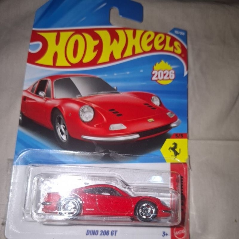 Hot Wheels Mini Car - Ferrari Dino 206 GT: High-Quality, Red, Collectible Design