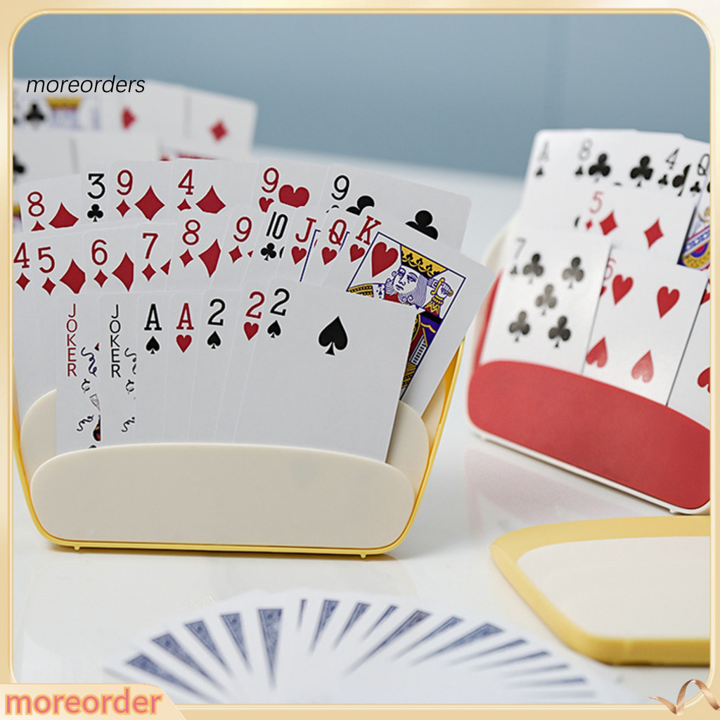 4pcs 3-layer Playing Card Holder Stand for Kids Seniors Arthritis – Hands-free Desktop Rack Tray for Family Poker Boar