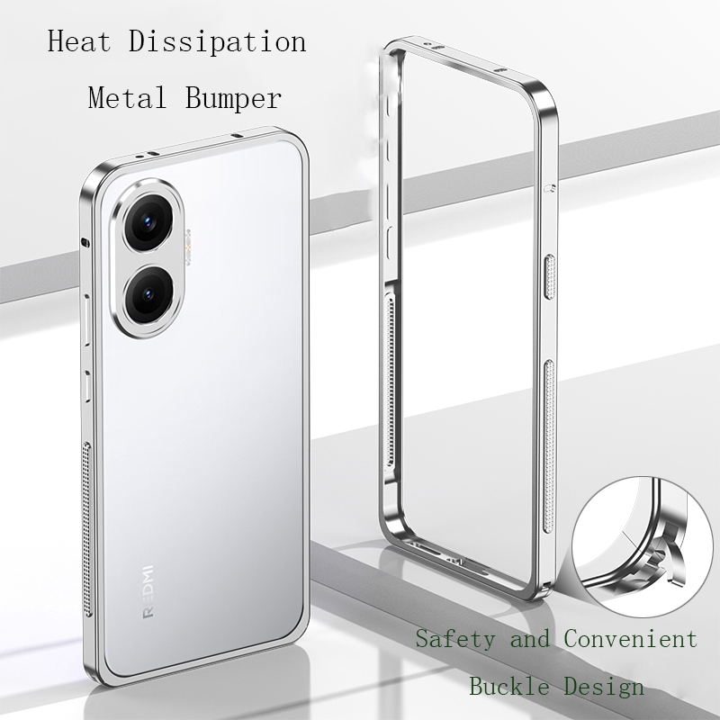 Moldura De Metal Da Moda Para POCO F7 5G Caso Dissipação De Calor Liga De Alumínio Bumper Design De Fivela De Segurança