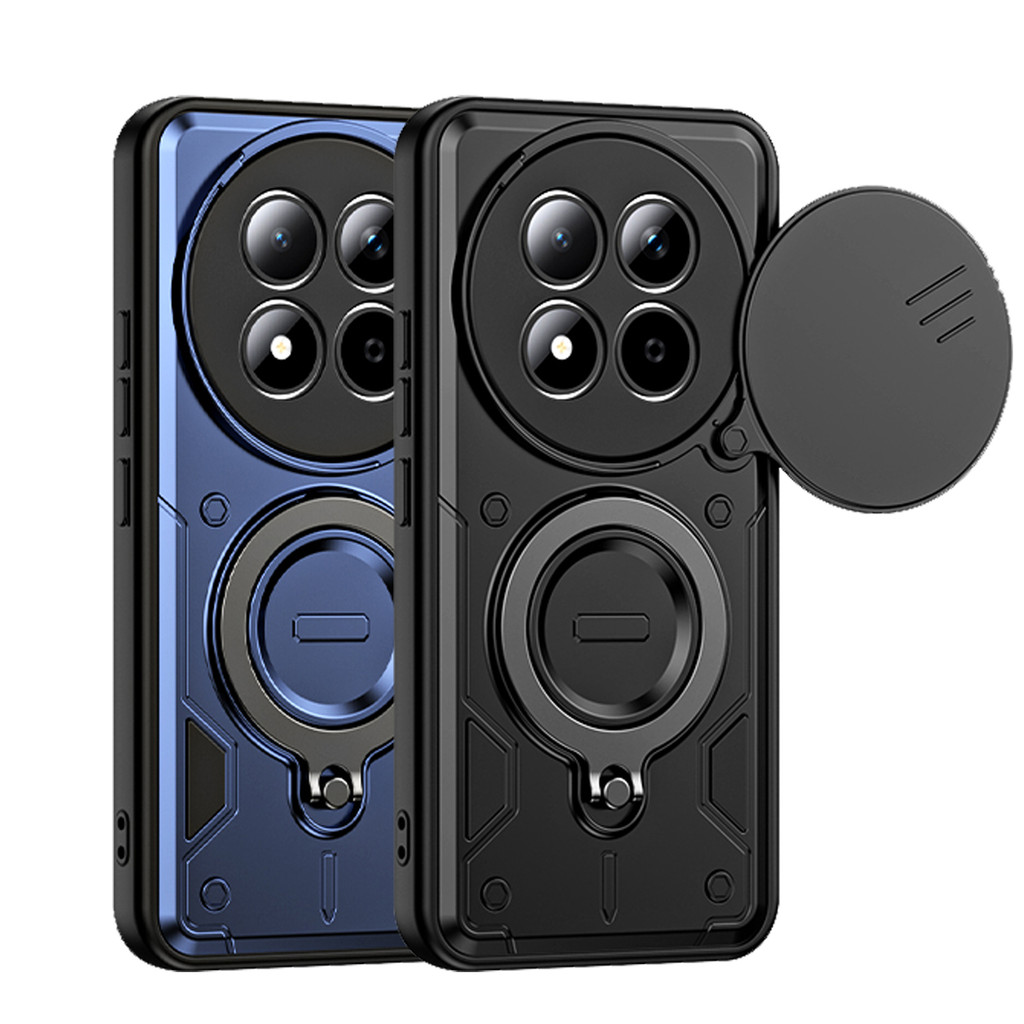 Para Redmi Note 15 Pro Plus 4G/5G Caso Slide Camera Lens Cover Suporte De Anel De Metal Hard PC Soft TPU Bumper À Prova