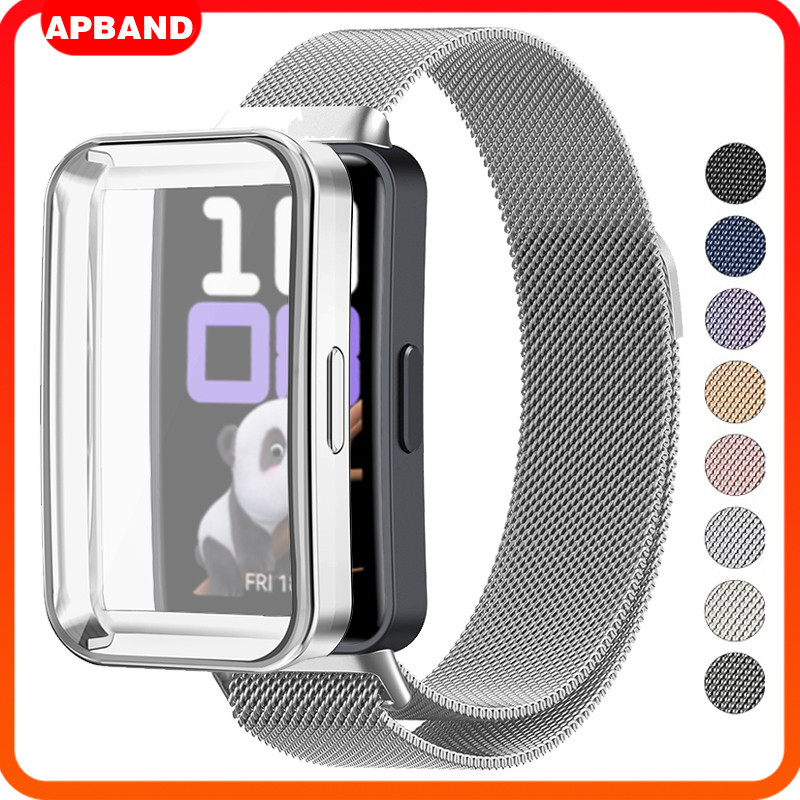 Pulseira Metal Aço De Capinha Capa TPU Para Relógio Huawei Band 10 9 8 NFC Strap Milanese Case Capinha Bumper