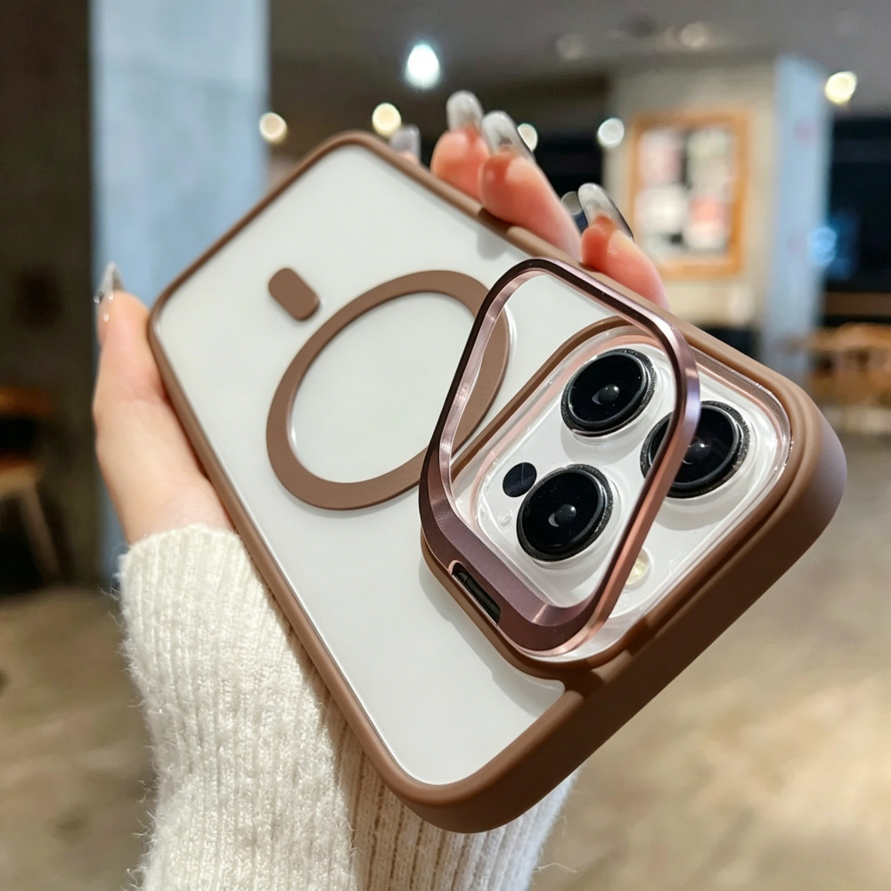 Celular Protetora Capa De Magnética Para iPhone 17 Air 16 17 Pro Max Magsafe Bumper Case+Camera Lente+Metal Suporte