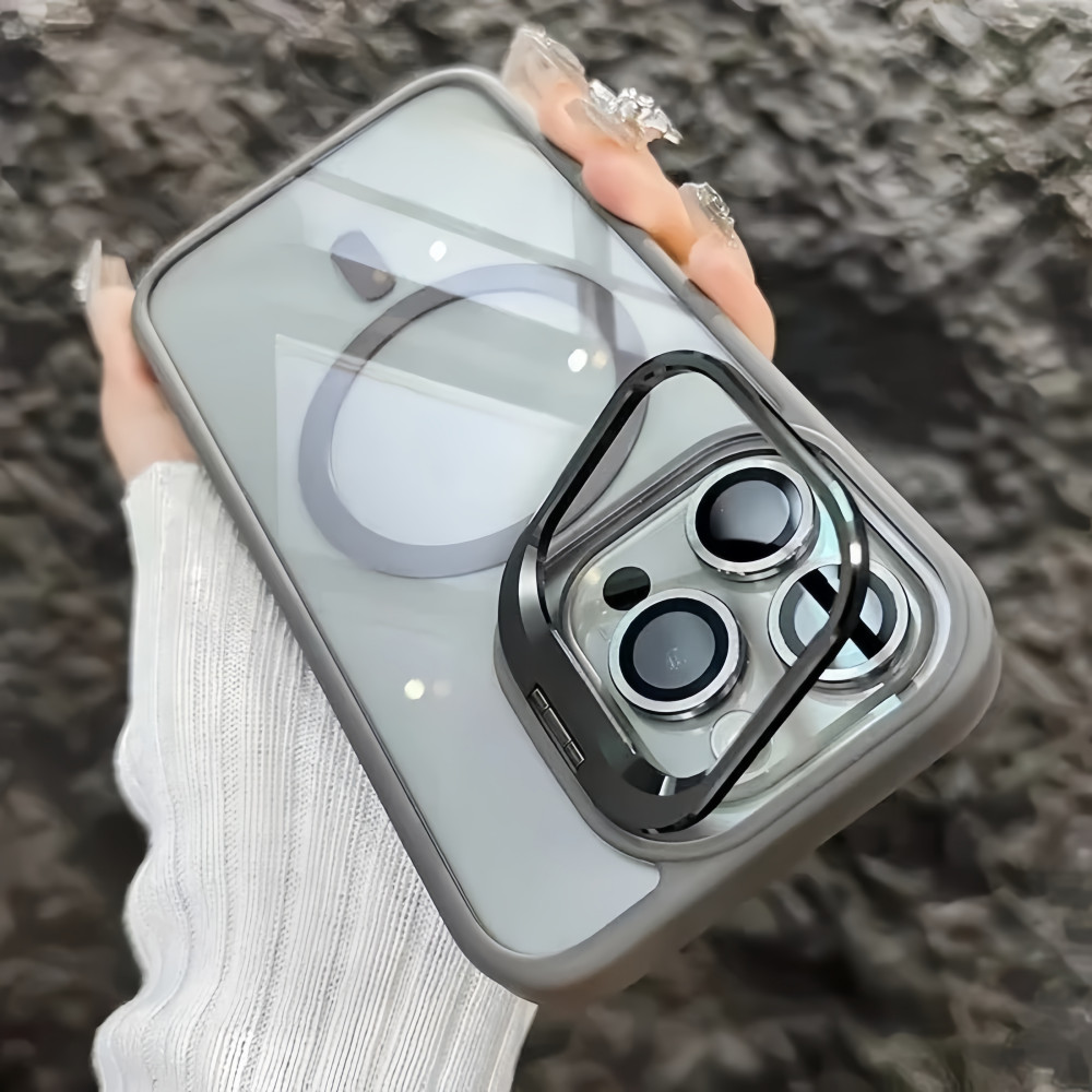 Magnética Bumper Case De Celular Para iPhone 17 16 Pro Max Protetora Capa+Câmera Lente+Metal Suporte De Camera