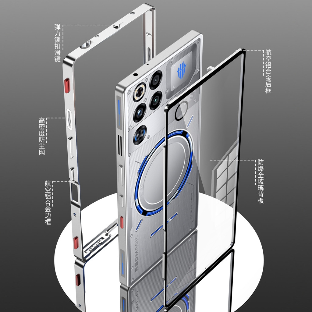 Capa de Vidro Temperado HD Transparente para RedMagic 11 10 9 9S 8 8S 10S Pro Plus Pro + Capa com Bumper de Metal, Estru