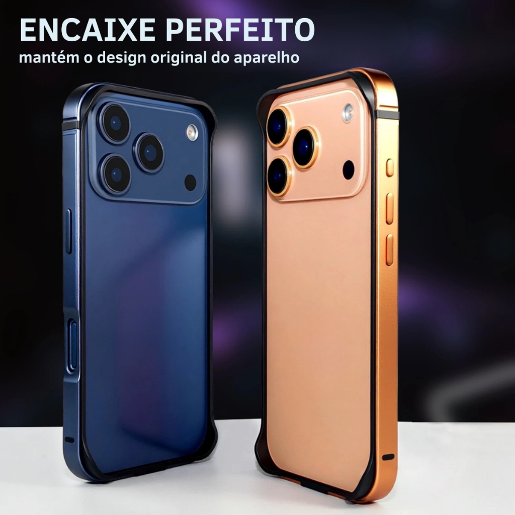 Capa Case Bumper Bamper Borda de Metal Para iPhone 17 Pro Max