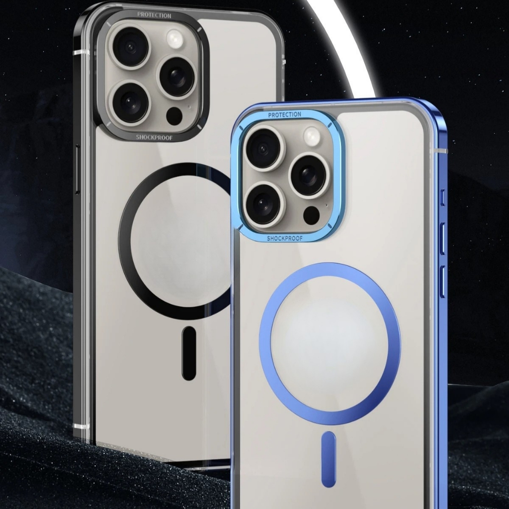 Capa Capinha Bumper Borda de Metal Compatível Com Carregamento Magnético Para iPhone 15 Pro
