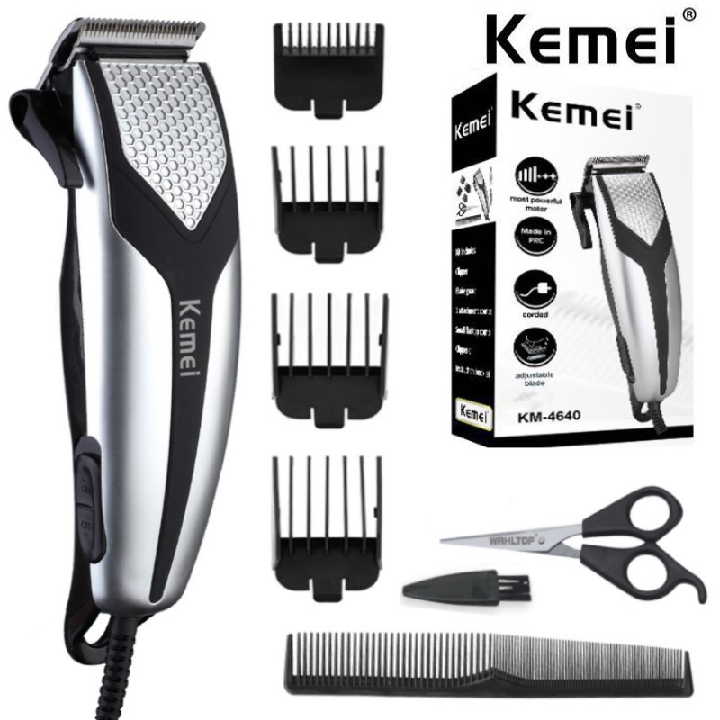 Kemei Professional Barbeadores Misturador De Cabelo Clipper Com Fio Elétrico Plugue Em Máquina De Corte Cabo Cortador KM-4640