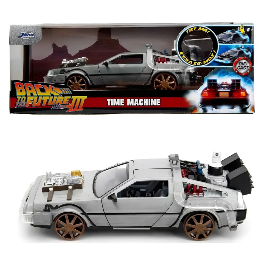 Delorean c/ Rodas de Trem - Time Machine c/ Luz - Back to the Future III - Hollywood Rides - 1/24 - Jada