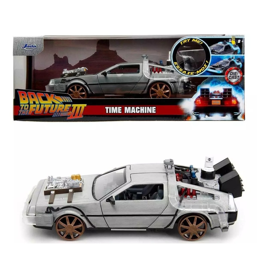 Delorean c/ Rodas de Trem - Time Machine c/ Luz - Back to the Future III - Hollywood Rides - 1/24 - Jada