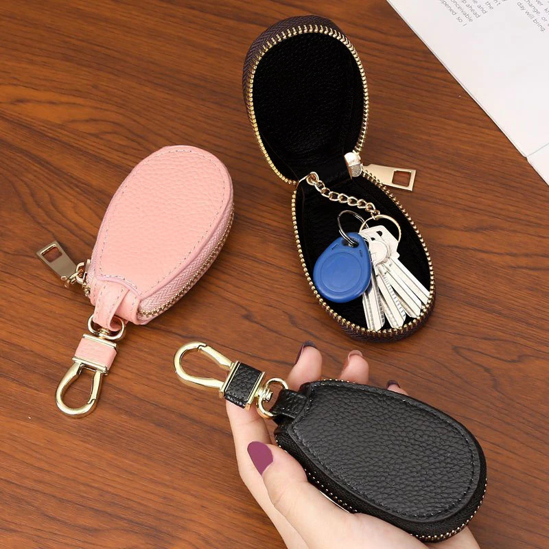 Porta-Chaves, Em Couro Com Zíper Para Carro , Bolsa Universal Hook Classic Coin Purse Men Women