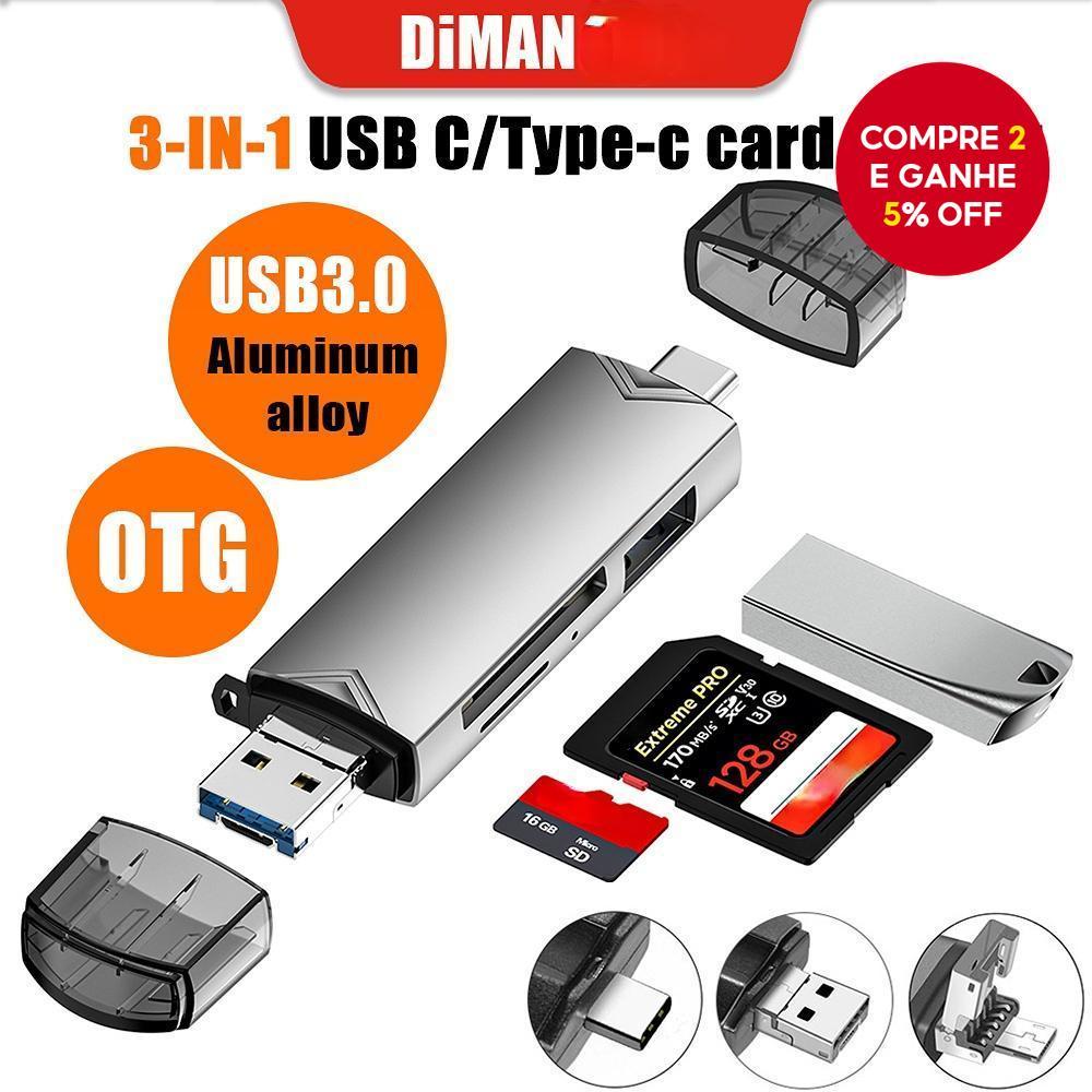 Leitor De Cartão OTG 6 Em 1 USB Type C Micro Para USB2.0 TF Adaptador SD Flash Drive Mini Câmera De Telefone