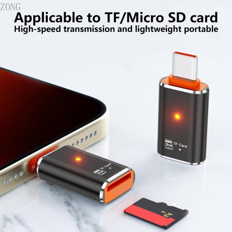 Leitor Cartão ZONG USB Type C TFs USB2 0 MicroSDs Adaptador OTG Para Telefone
