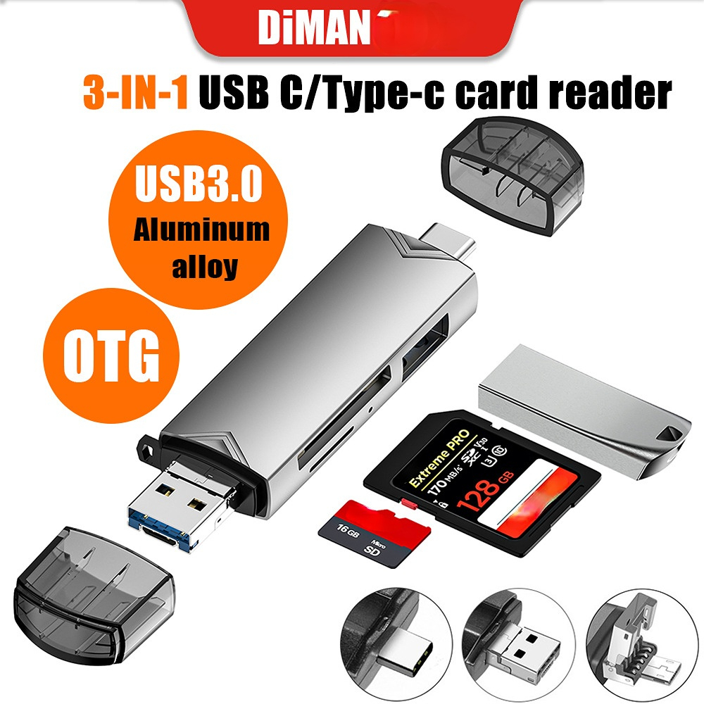 Leitor De Cartão OTG 6 Em 1 USB Type C Micro Para USB2.0 TF Adaptador SD Flash Drive Mini Câmera De Telefone