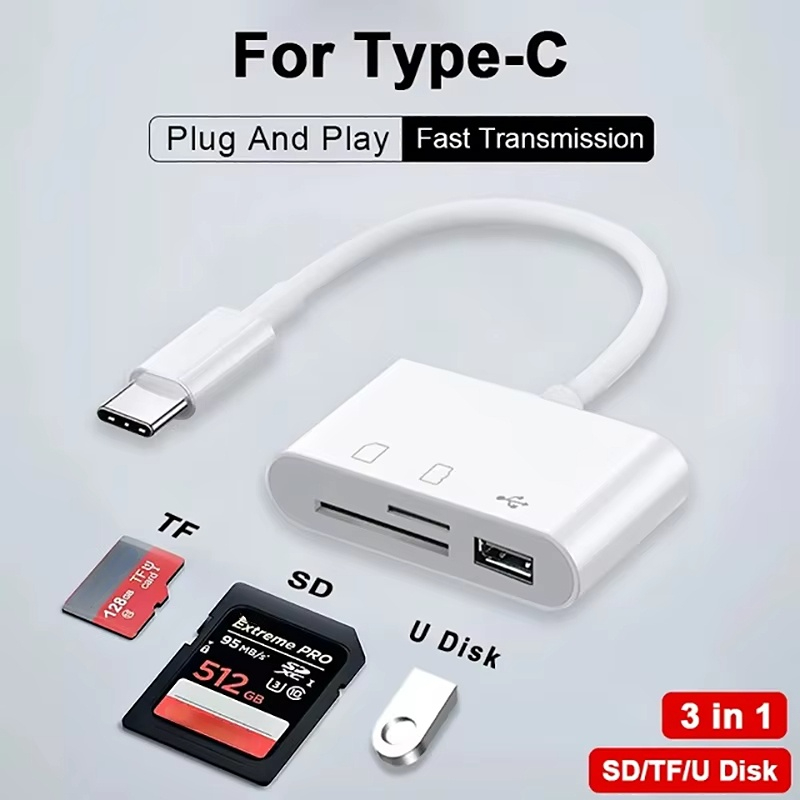 Hub USB 3 Em 1 Type C Para USB2.0 TF Leitor De Cartão SD Adaptador OTG iPhone Laptop