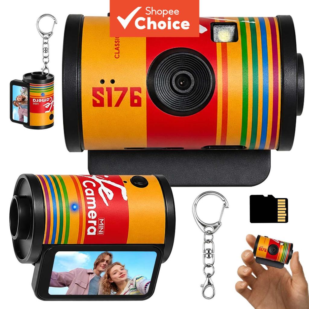 Câmera Chaveiro Fashion Rainbow Colorida Digital para Criador de Conteúdo Casual
