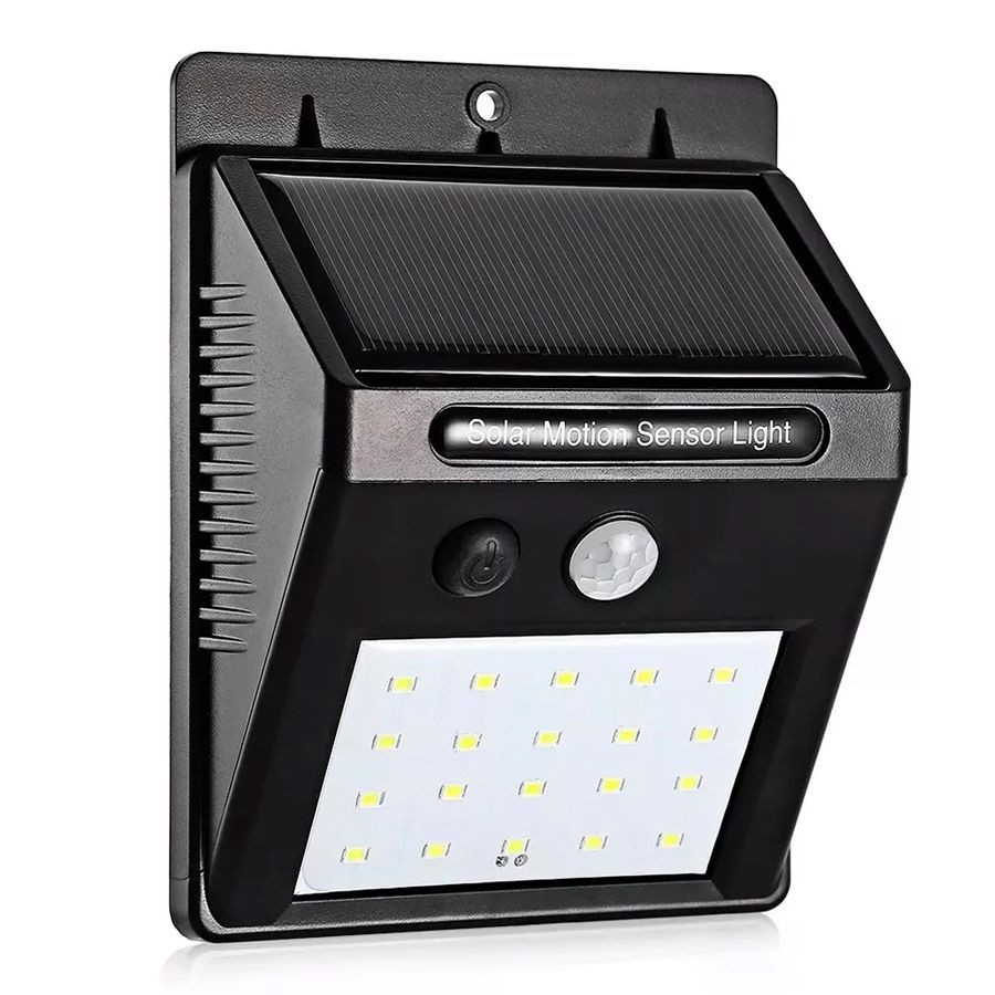 Luminária de Parede Solar com 30 LEDs e Sensor de Movimento