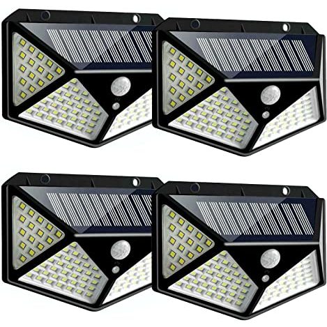 100 Leds Luminária Parede Solar Com Sensor Jardim Externa Prova D'água