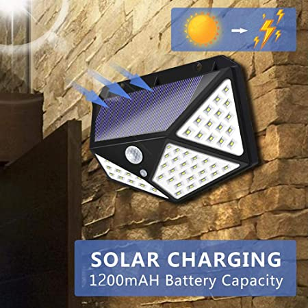 KIT 4 Luminária Solar 100 Led Com Sensor Jardim Prova D'Água Led Solar