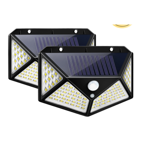KIT 4 Luminária Solar 100 Led Com Sensor Jardim Prova D'Água Led Solar