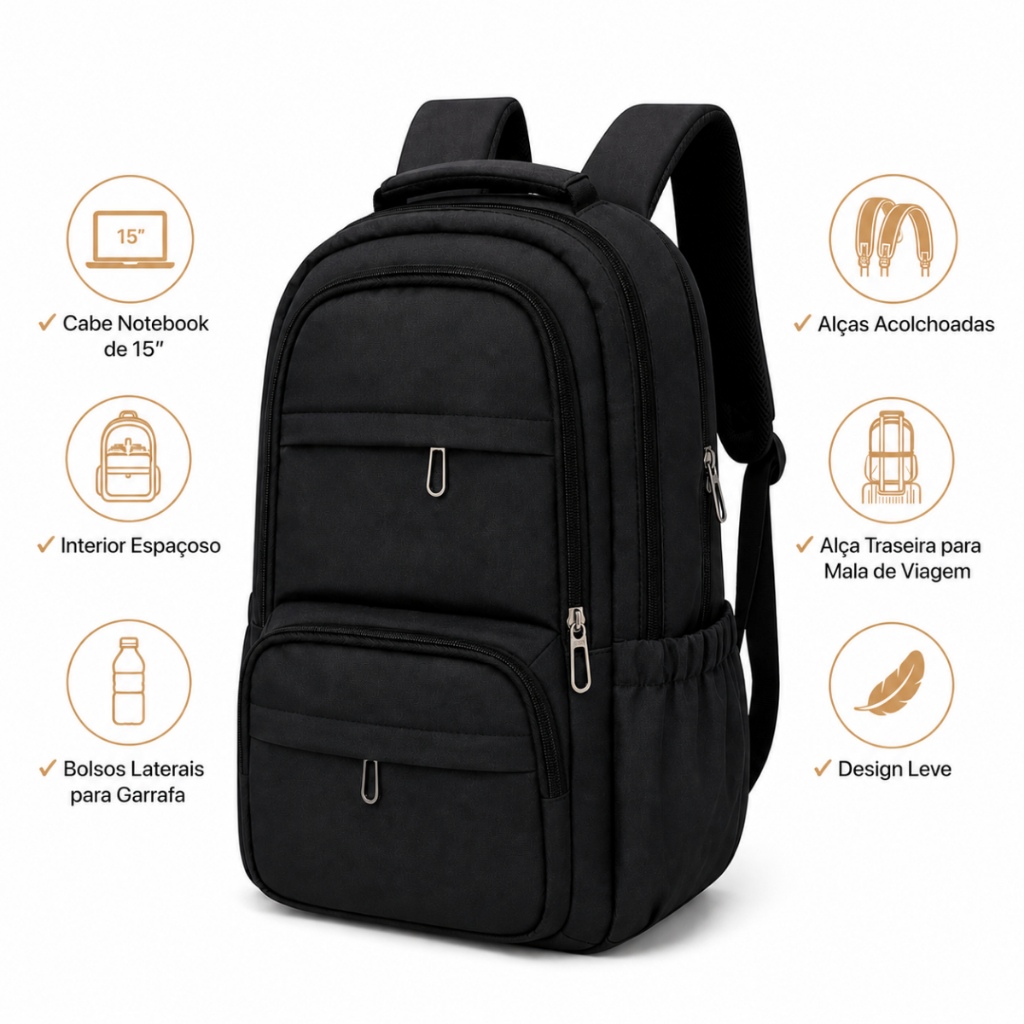 Mochila Casual Escolar Juvenil Reforçada para Notebook Trabalho Faculdade Dia a Dia Schulz Sports