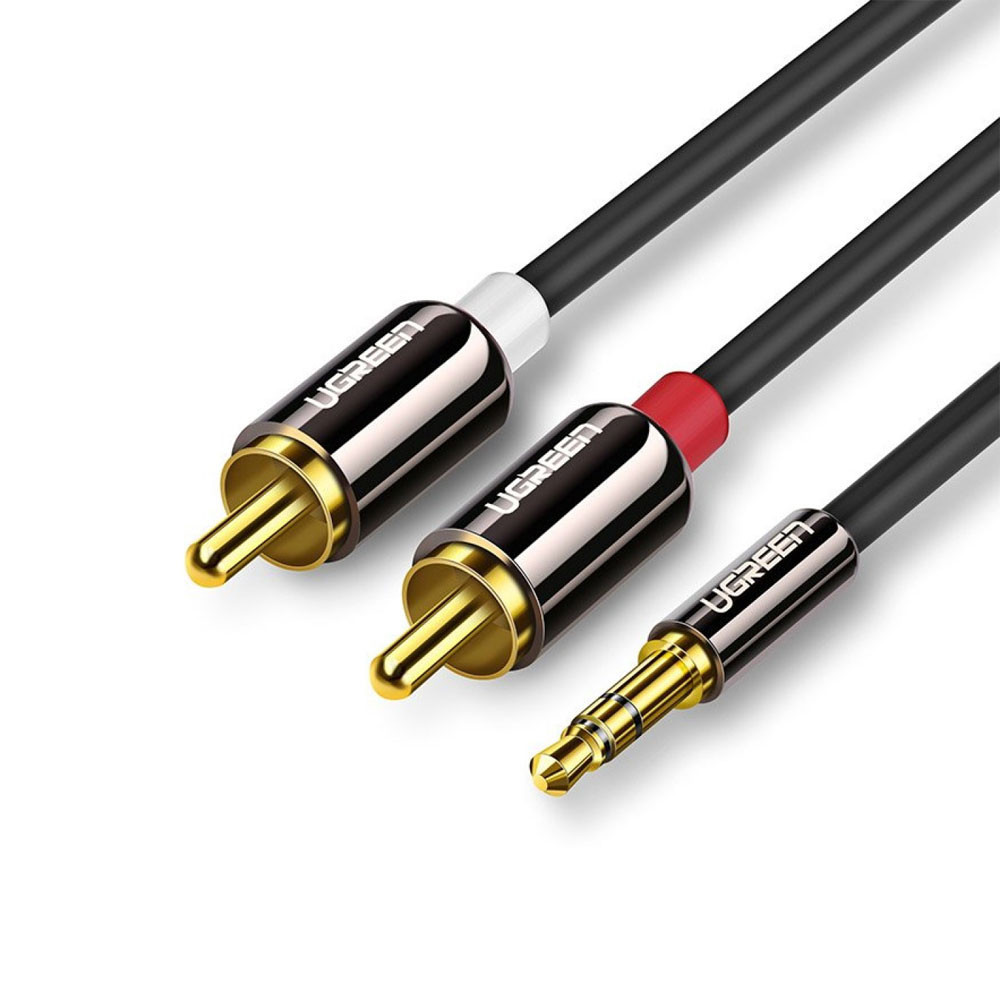 Cabo de Áudio Ugreen 3.5mm para 2Rca Macho/Macho 2 Metros Cabo de Áudio Auxiliar