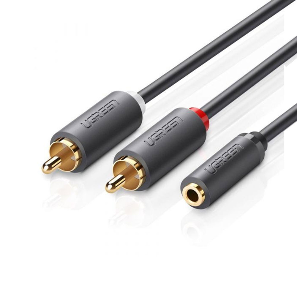 Cabo de Áudio Ugreen 3.5mm Fêmea p/2Rca Macho 1M Preto
