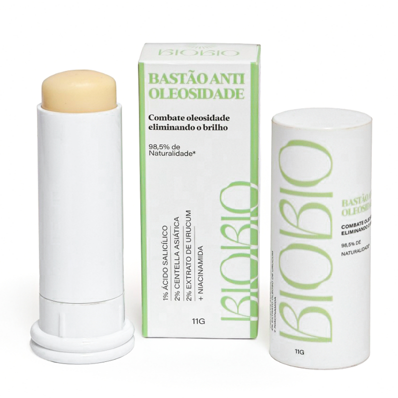 Bastão Anti Oleosidade Facial Rosto BioBio 11g Vegano Ácido Salicílico Niacinamida Centella Asiática