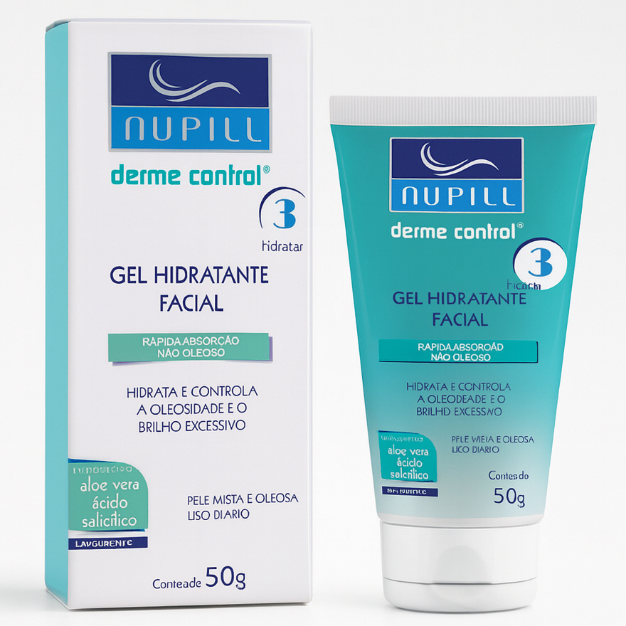 Hidratante Facial Derme Control em Gel Combate a Oleosidade NUPILL - 50g