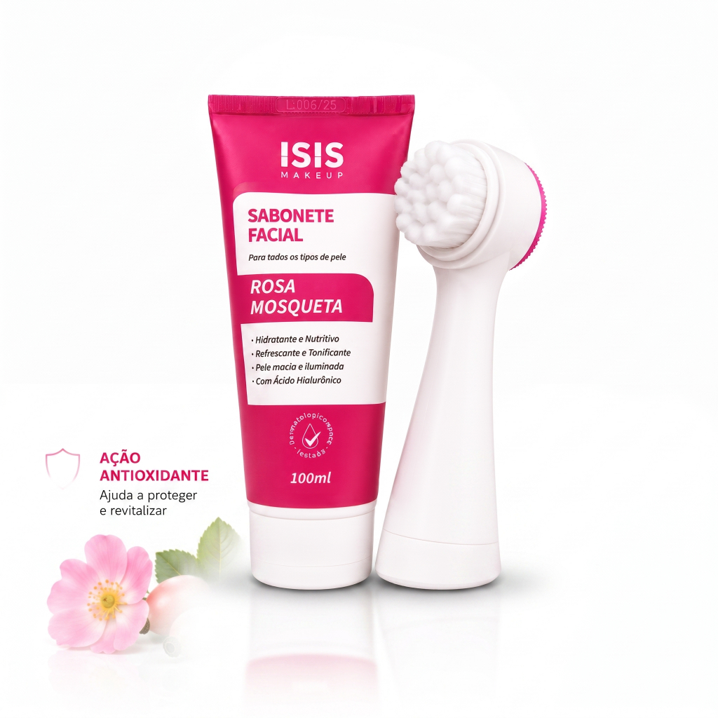 Kit 2 Itens Sabonete Facial com Escova facial - Limpeza Profunda, Controle da Oleosidade e Skincare