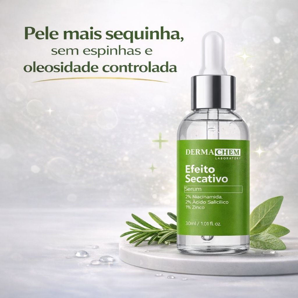 Sérum Efeito Secativo Dermachem 30ml Controle de Acne, Oleosidade e Secagem de Espinhas Pele Oleosa